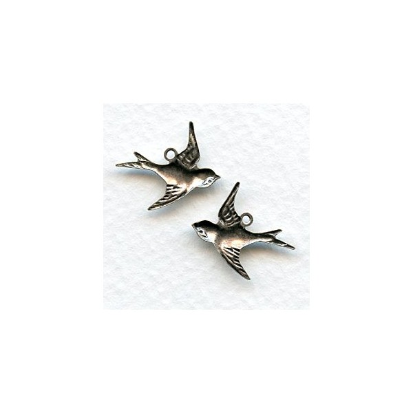 Flying Bird Pendants Oxidized Silver (6 Pairs) - Image 2
