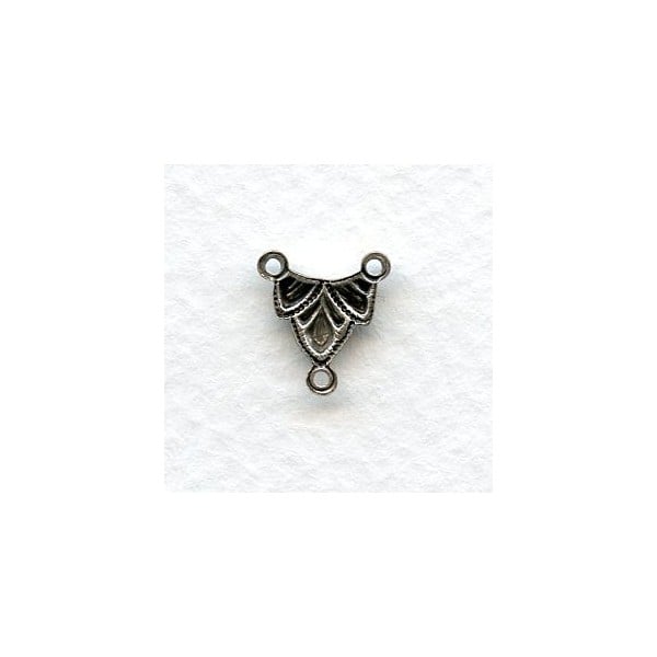 Three Loop Ornate Connectors Oxidized Silver (12) - Image 2