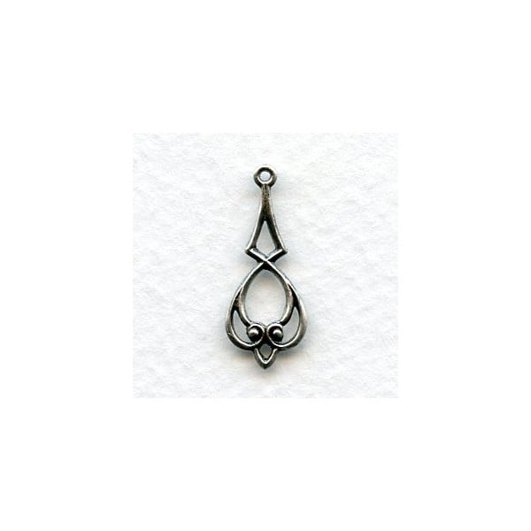Dainty Filigree 22mm Pendants Oxidized Silver (6)