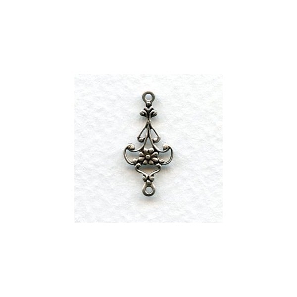Delicate Floral Connector Filigree Oxidized Silver (12)