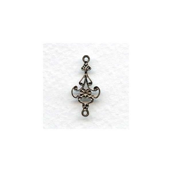 Delicate Floral Connector Filigree Oxidized Silver (12) - Image 2