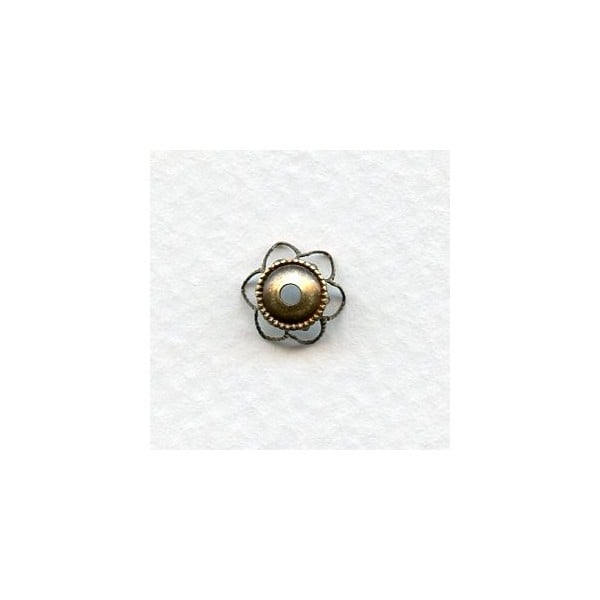 Elegant Filigree Bead Caps 9mm Oxidized Brass (12)
