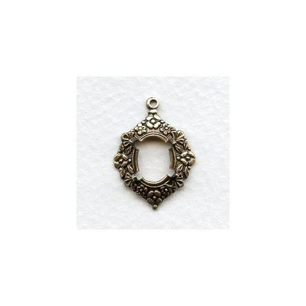 Tiny Floral 10x8mm Brass Settings (2)