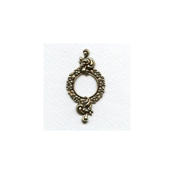 Floral Ornate 17mm Open Frames Oxidized Brass (2)