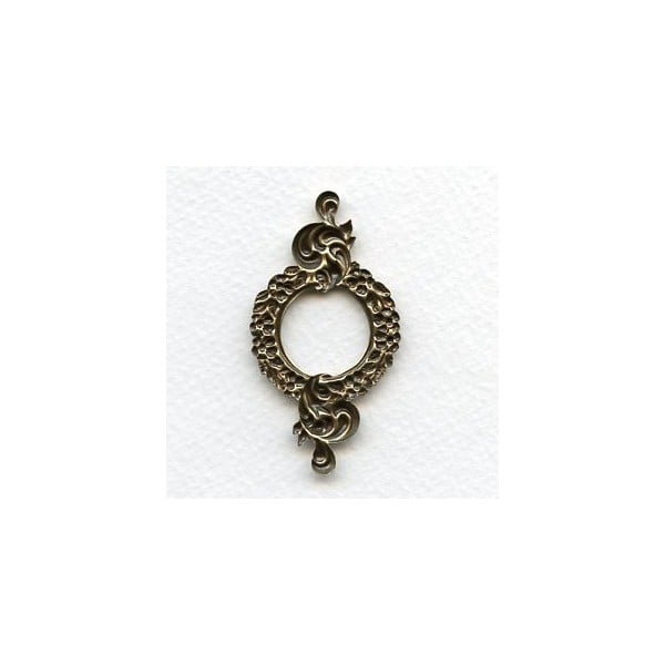 Floral Ornate 17mm Open Frames Oxidized Brass (2) - Image 2