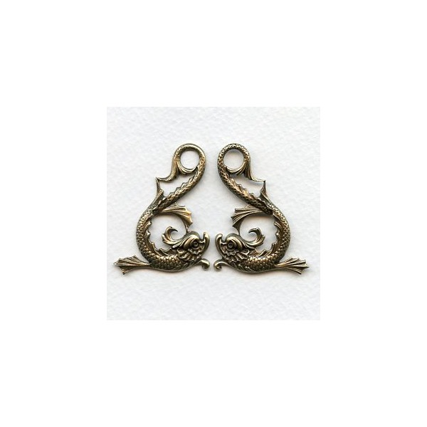 Koi Fish Stampings Oxidized Brass 42mm (1 set)