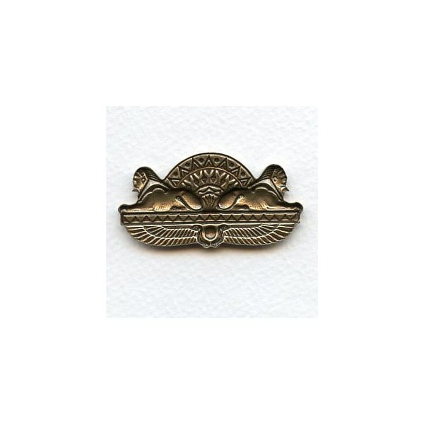 Double Egyptian Sphinx Oxidized Brass Stamping (1) - Image 2