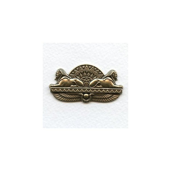 Double Egyptian Sphinx Oxidized Brass Stamping (1)