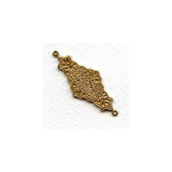 Embossed Connector 43x17mm Raw Brass (1)