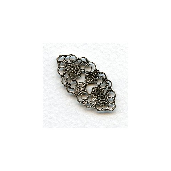 Ornate Flat Filigree Connector 32mm Oxidized Silver (6) - Image 2