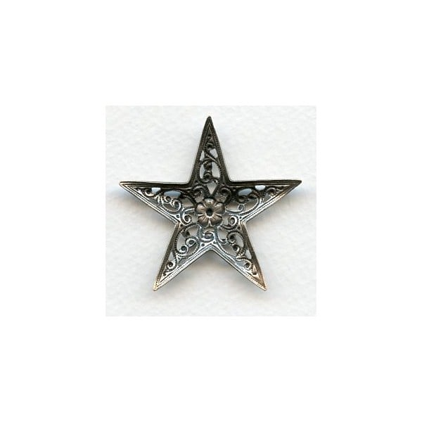 Filigree Floral Star 45mm Stamping Oxidized Silver (1) - Image 2
