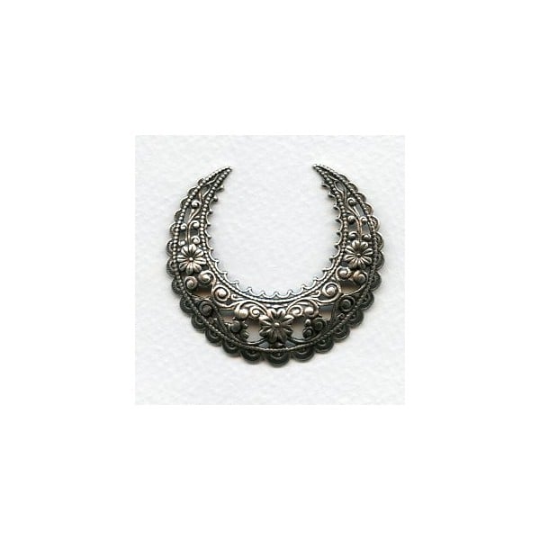 Ornate Large Half Moon 49mm Stamping Oxidized Silver (1)