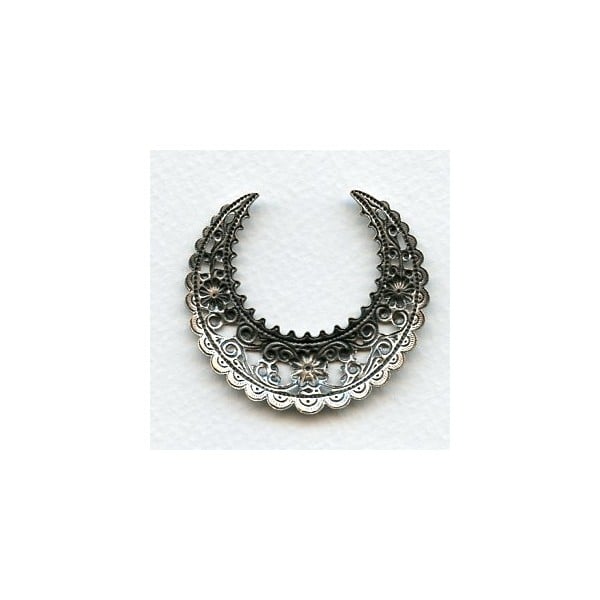 Ornate Large Half Moon 49mm Stamping Oxidized Silver (1) - Image 2