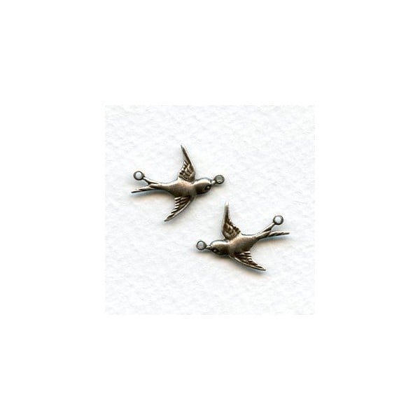Flying Bird Connectors Oxidized Silver Right and Left (6 pairs)