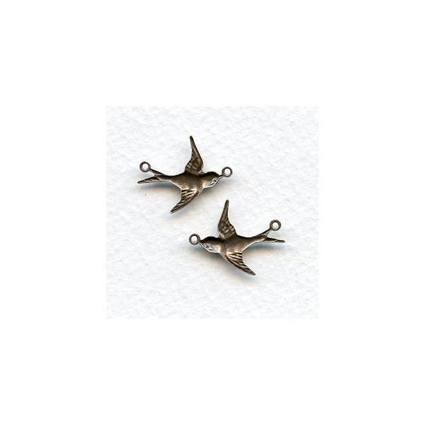 Flying Bird Connectors Oxidized Silver Right and Left (6 pairs) - Image 2