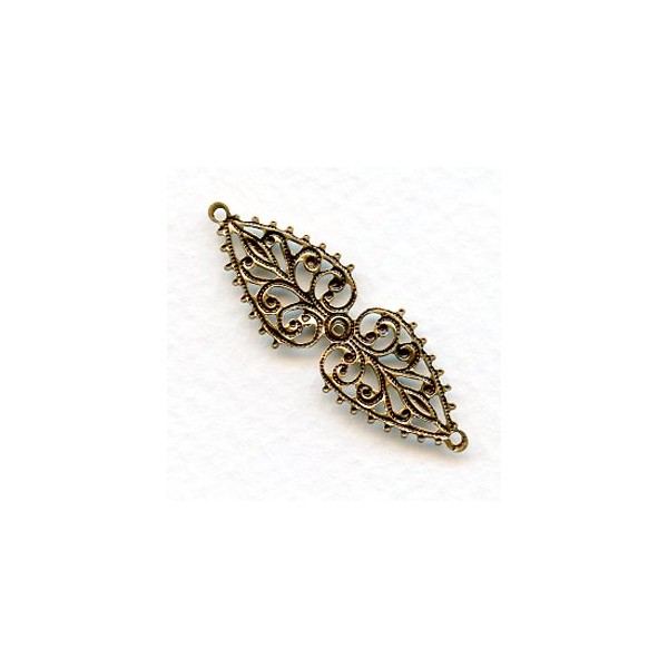 Oval Filigree Connector or Bail Oxidized Brass 37mm (6) - Image 2