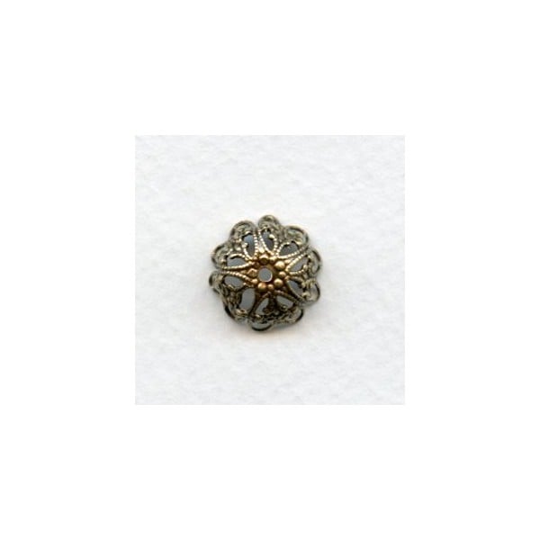 Floral Detail 13mm Bead Caps Oxidized Brass (6)