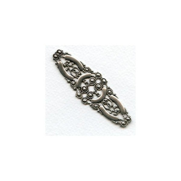 Long Oval Bar Filigree Oxidized Silver (1)