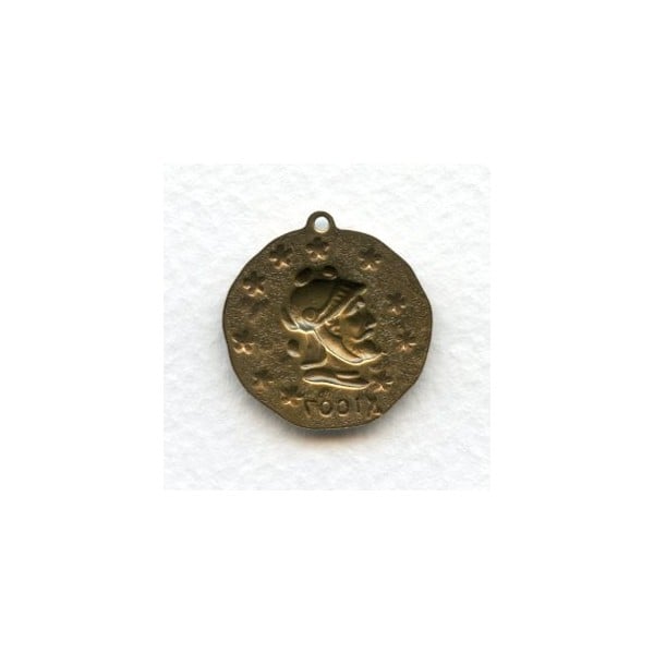 ^Roman Coin Stampings with Loop 23mm Oxidized Brass (6) - Image 2