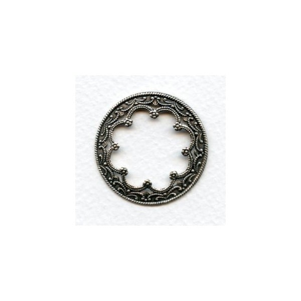 Floral Framework for 25mm Cabochons Oxidized Silver (3)