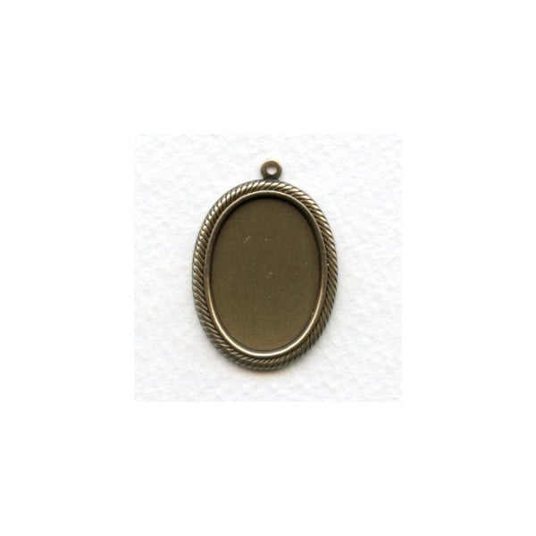Rope Edge Settings 25x18mm Oxidized Brass (6)