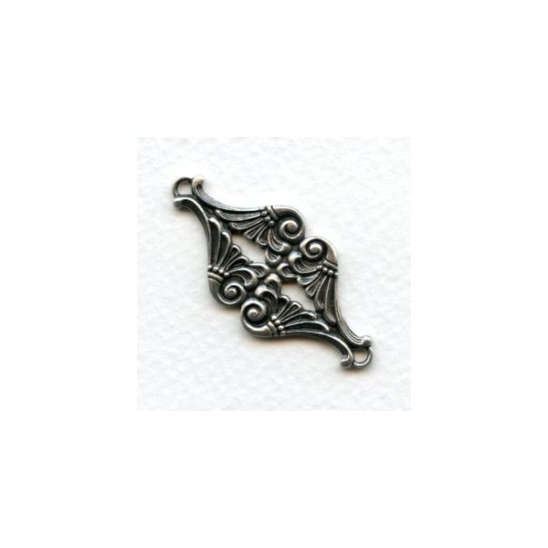 Art Nouveau Style Floral 41mm Connector Oxidized Silver (1)