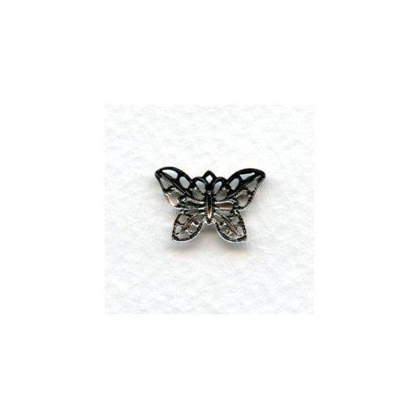 Filigree 15mm Butterfly Pendants Oxidized Silver (6) - Image 2