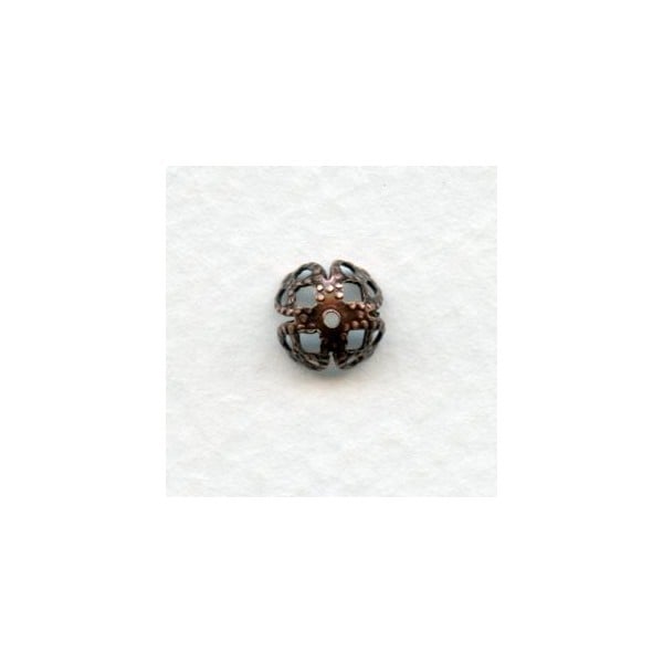 Filigree Bead Caps 7mm Oxidized Copper (12)