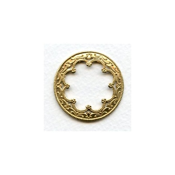 Floral Framework for 25mm Cabochons Raw Brass (3)