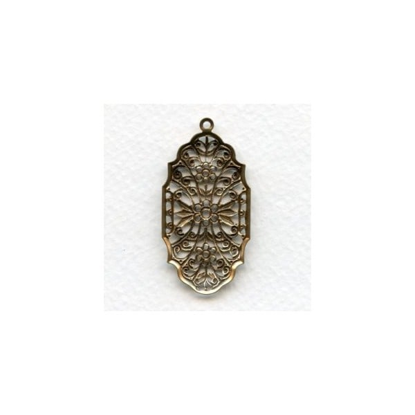 European Filigree Oval Pendant 45mm Oxidized Brass (1) - Image 2