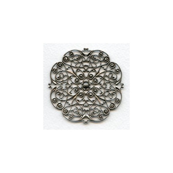 Ornate Flat 62mm Filigree Oxidized Silver (1)