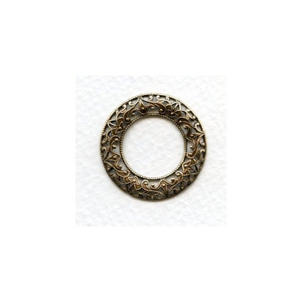 Filigree Domed Open Circles Oxidized Brass 28mm (3)