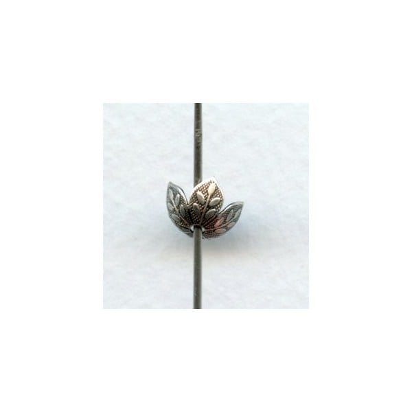 Leaf Embossed Bead Caps 8mm Oxidized Silver (12) - Image 2