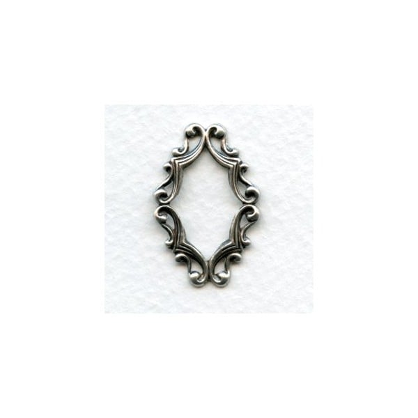 Oval Filigree Framework 29x19mm Oxidized Silver (6)