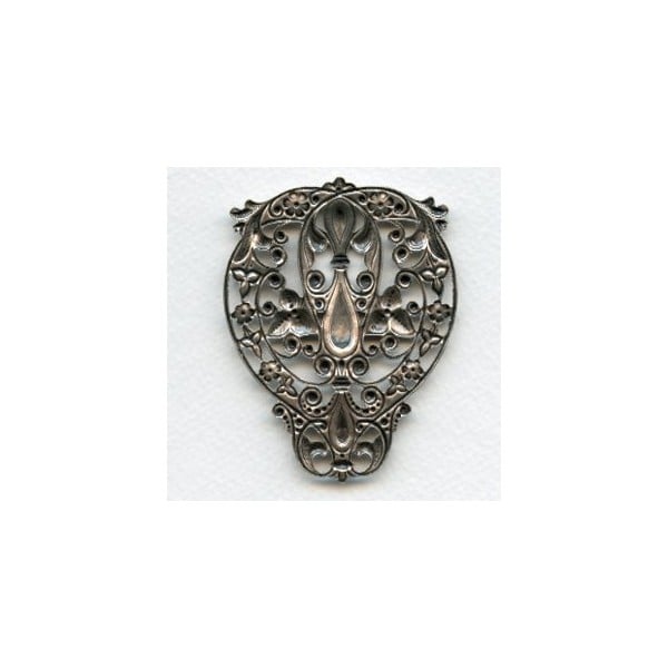 Ginormous Filigree Stamping 73mm Oxidized Silver (1) - Image 2