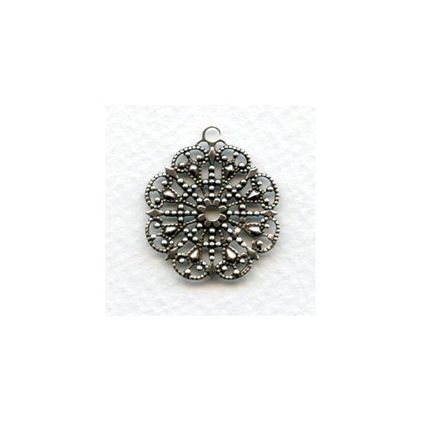 Round Filigree with Loop Oxidized Silver 23mm (6)