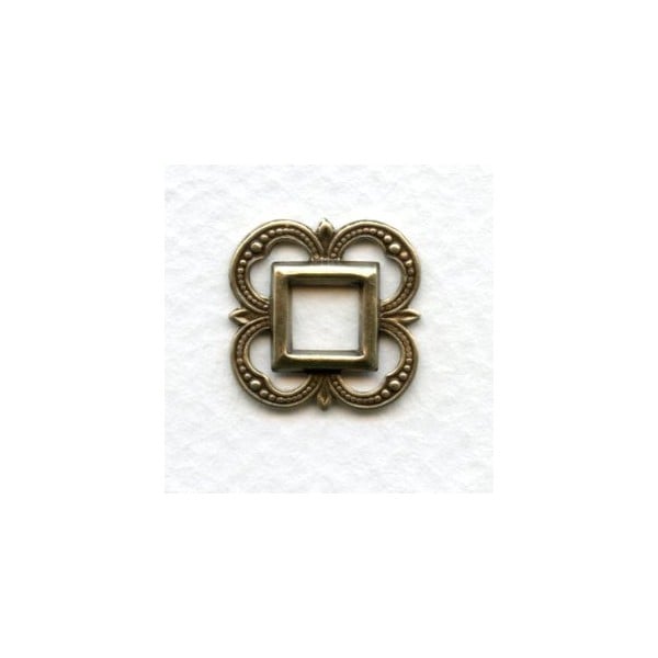 Small Openwork Fancy Square 19mm Oxidized Brass (12)