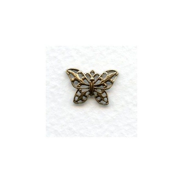 Filigree 15mm Butterfly Pendants Oxidized Brass (6)