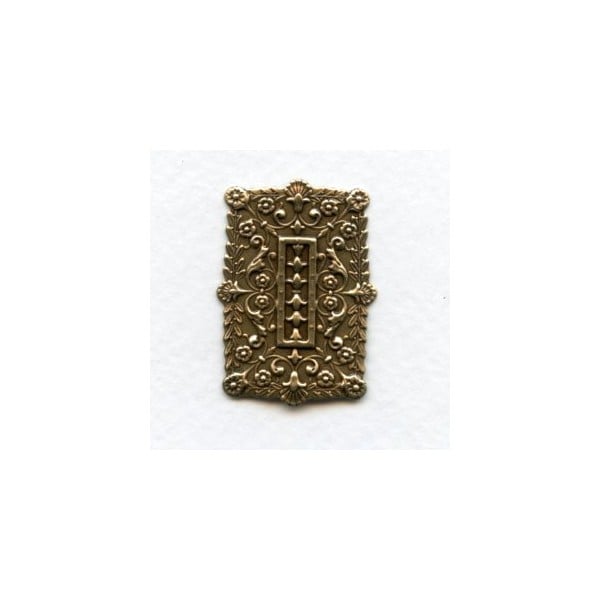 Embossed Rectangles Oxidized Brass 35x25mm (6)