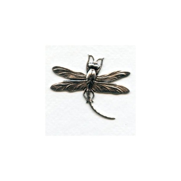 Large Dragonfly Curved Tail Oxidized Silver (2)