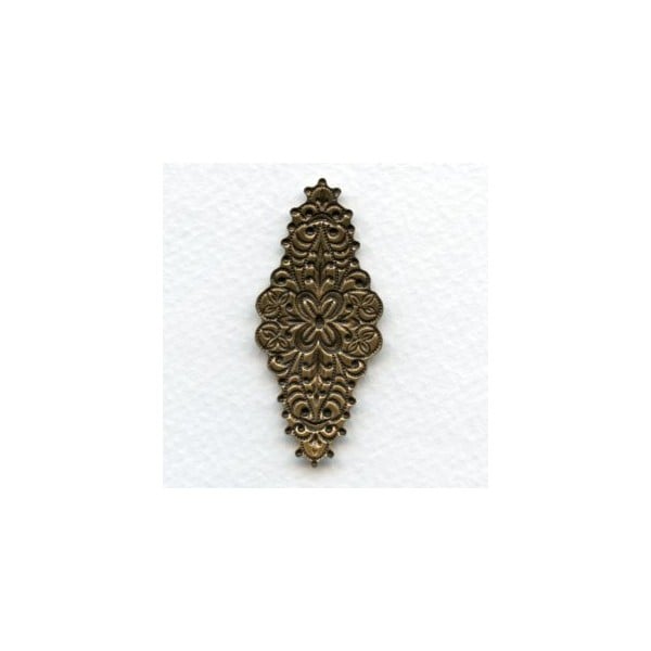 Embossed Navette Shapes Oxidized Brass 49x21mm (6) - Image 2