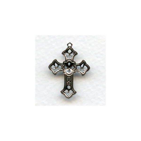 Filigree Cross Pendants Oxidized Silver 26mm (12) - Image 2