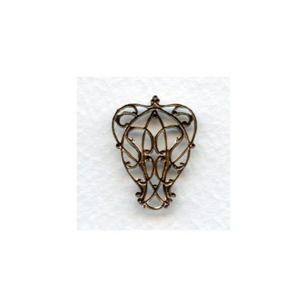 Pear Shape Filigree Connectors Oxidized Brass (6) - Image 2