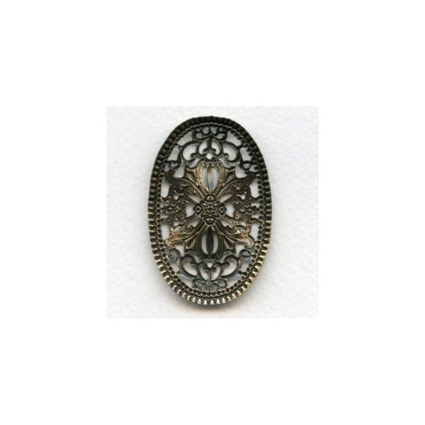^Vintage Ornate Oval Stamping 54mm Oxidized Brass (1) - Image 2