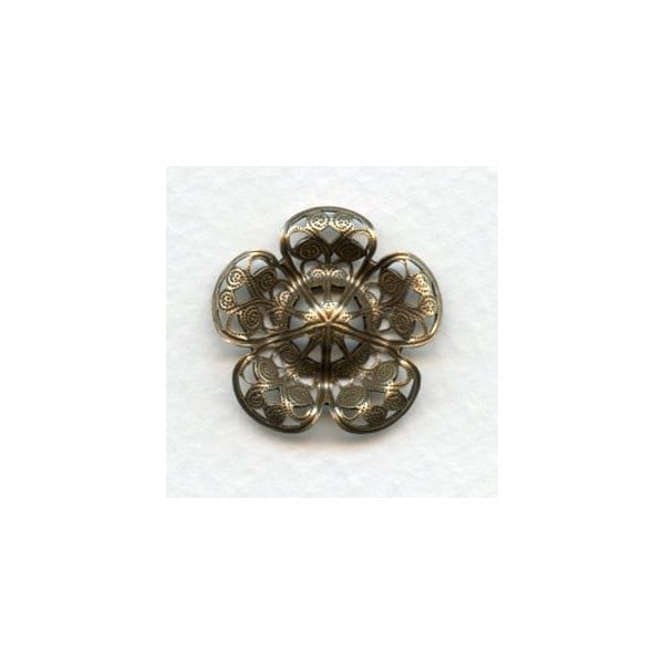 Filigree Flower Shapes Oxidized Brass 23mm (2) - Image 2