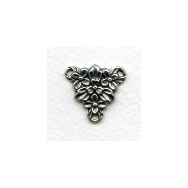Forever Flowers 3- Loop Connectors Oxidized Silver (4)