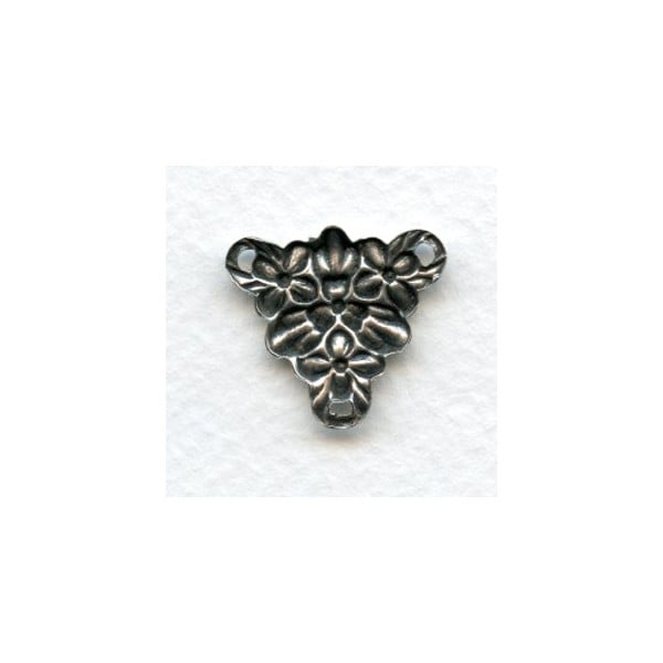 Forever Flowers 3- Loop Connectors Oxidized Silver (4) - Image 2