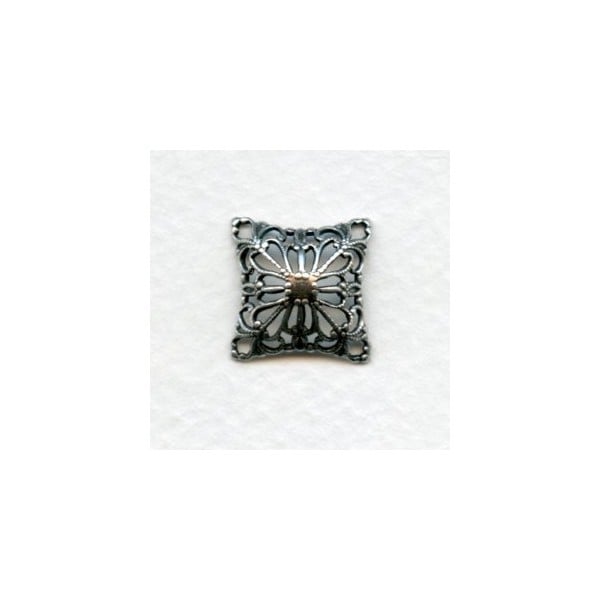 Dapt Square Filigree Connector Oxidized Silver (6)