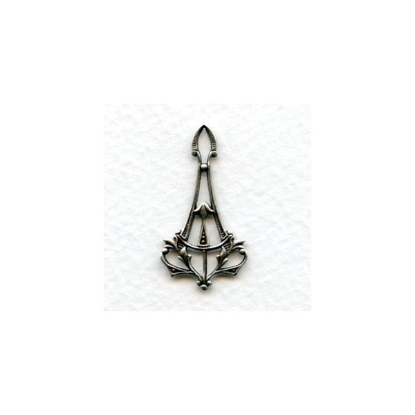 Delicate Art Nouveau Pendant Drops Oxidized Silver (6)