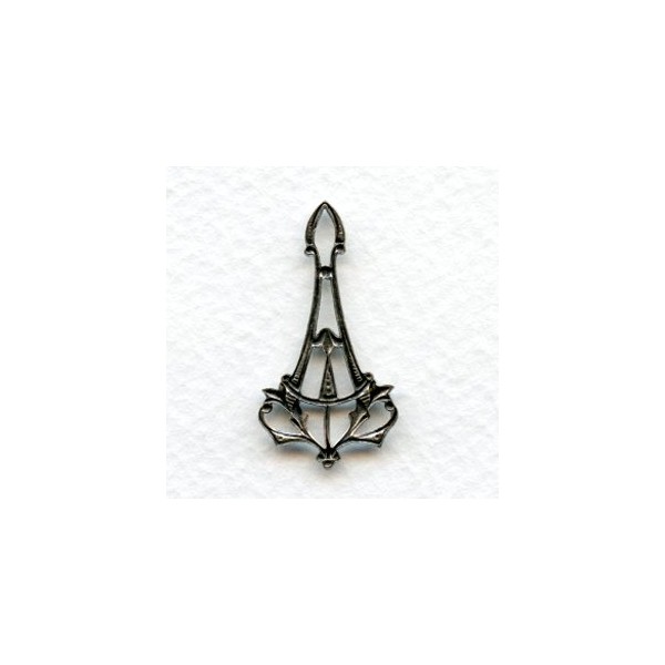 Delicate Art Nouveau Pendant Drops Oxidized Silver (6) - Image 2